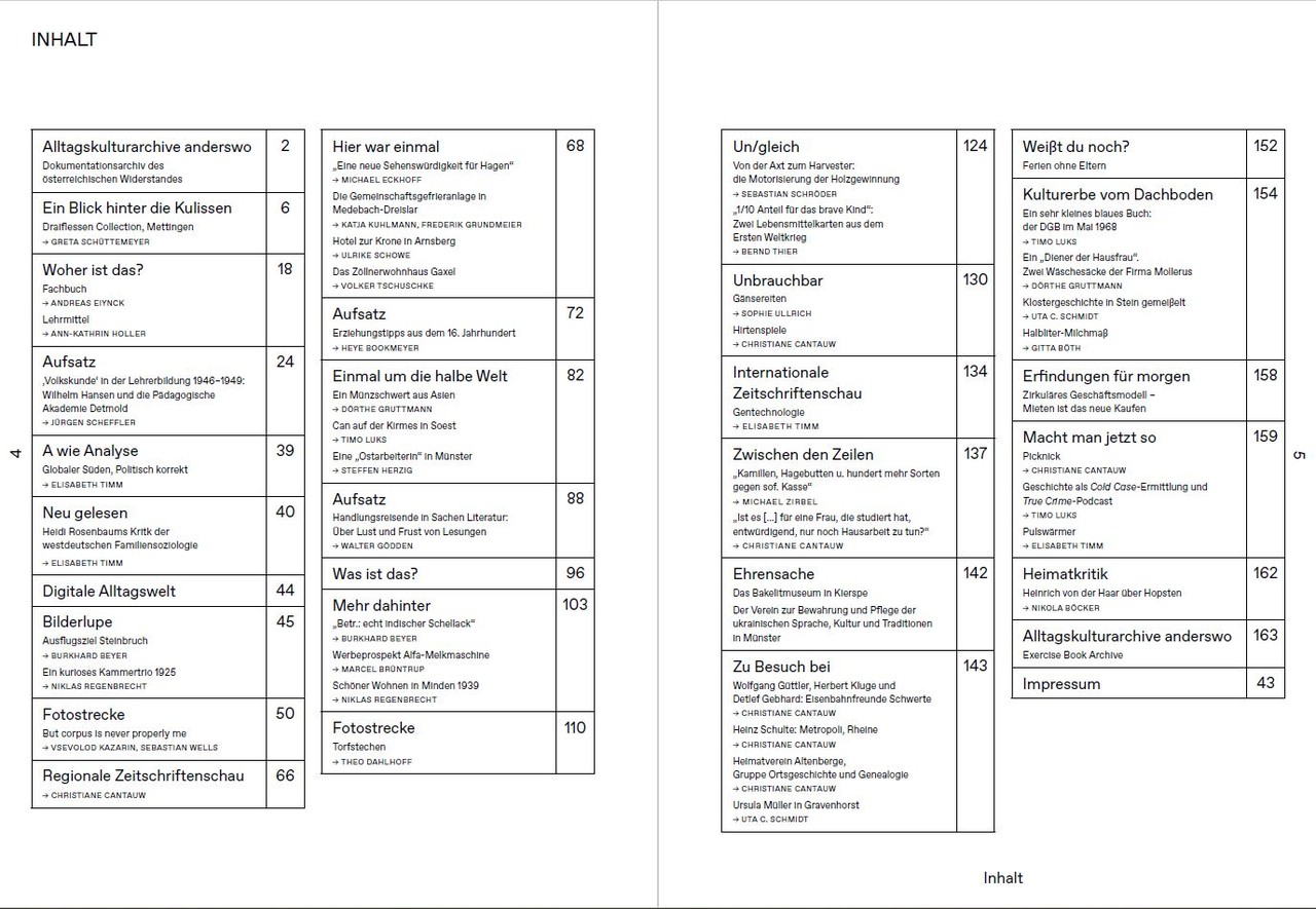 Das Inhaltsverzeichnis der vierten Graugold-Ausgabe.